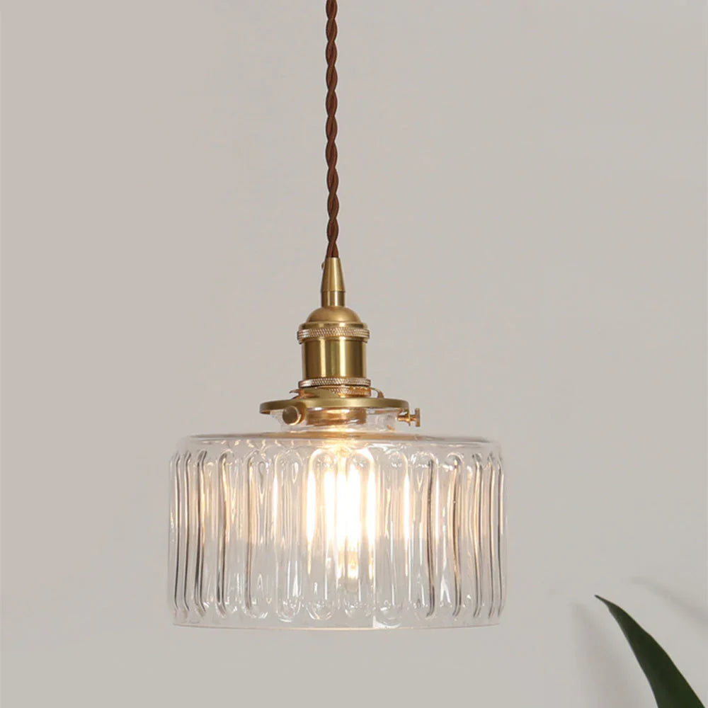 Bay | Ribbed Glass Pendant Light with Brass Fitting