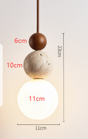 Sonara | Pendant Light with Spherical Wood and Concrete Details