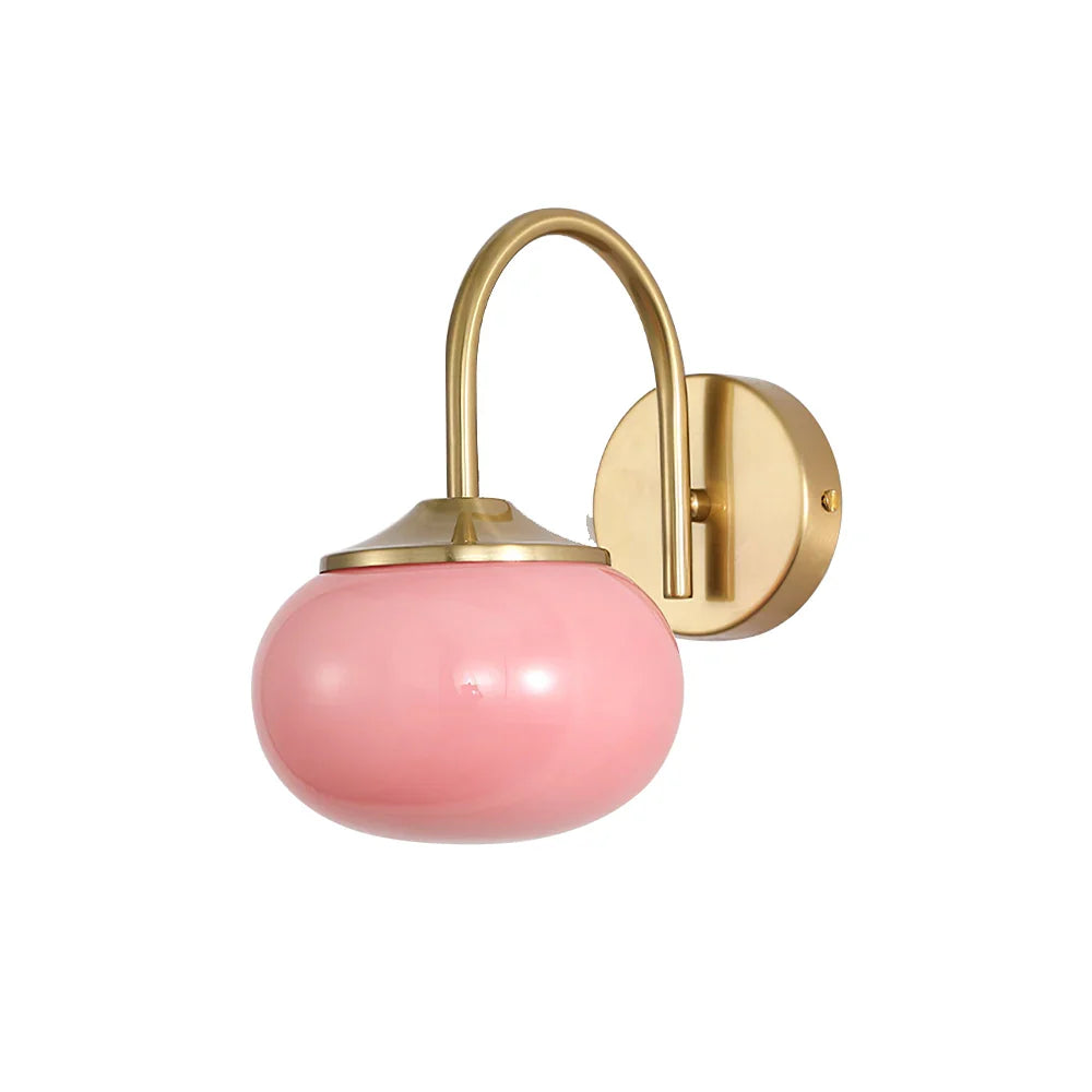 Teal | Glass Globe Wall Sconce with Polished Brass Arm