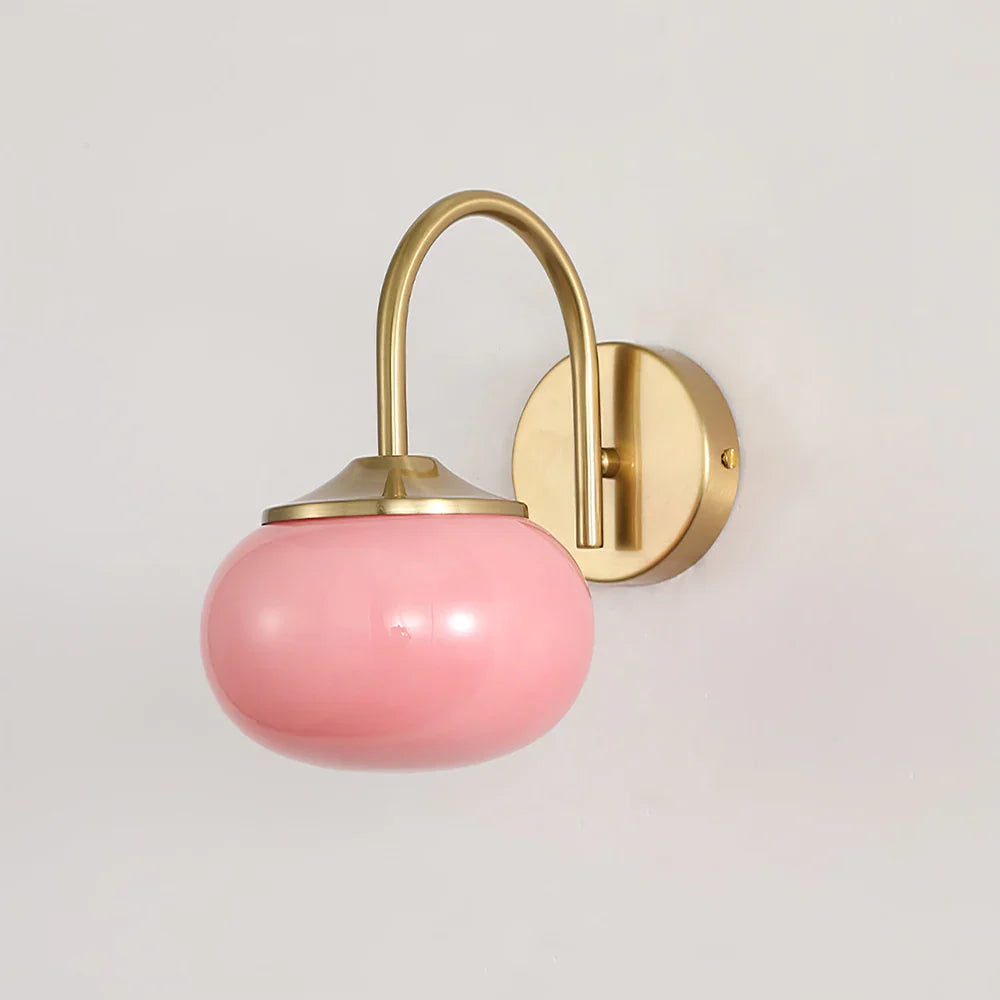 Teal | Glass Globe Wall Sconce with Polished Brass Arm