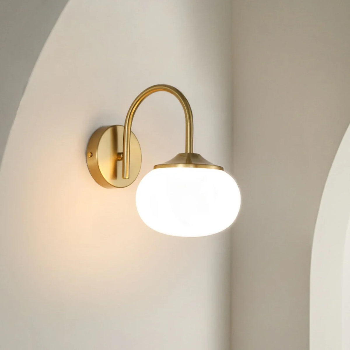 Teal | Glass Globe Wall Sconce with Polished Brass Arm