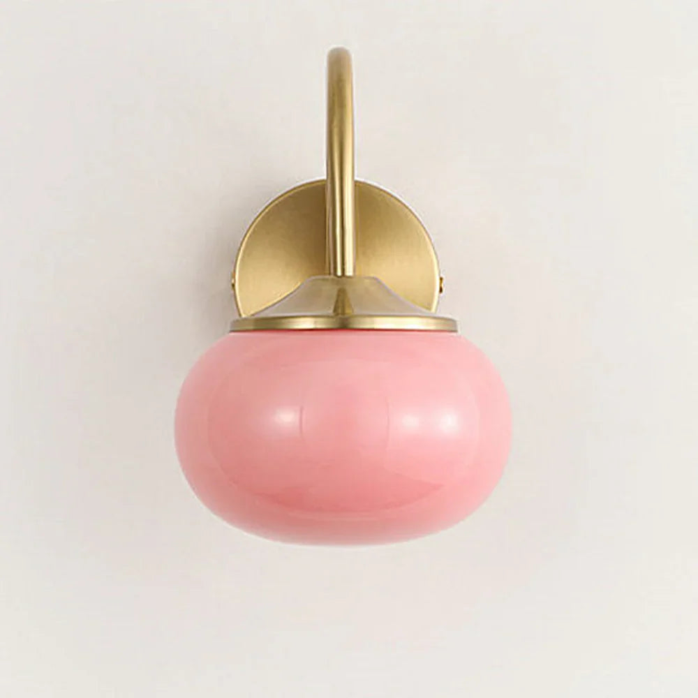 Teal | Glass Globe Wall Sconce with Polished Brass Arm
