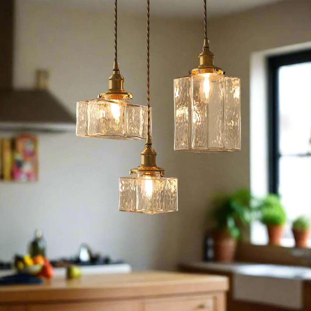 Eorl | Glass Pendant Light with Brass Fitting