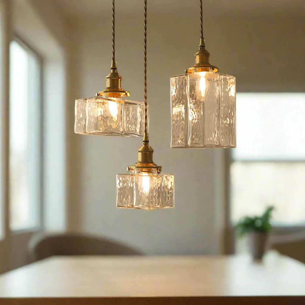 Eorl | Glass Pendant Light with Brass Fitting