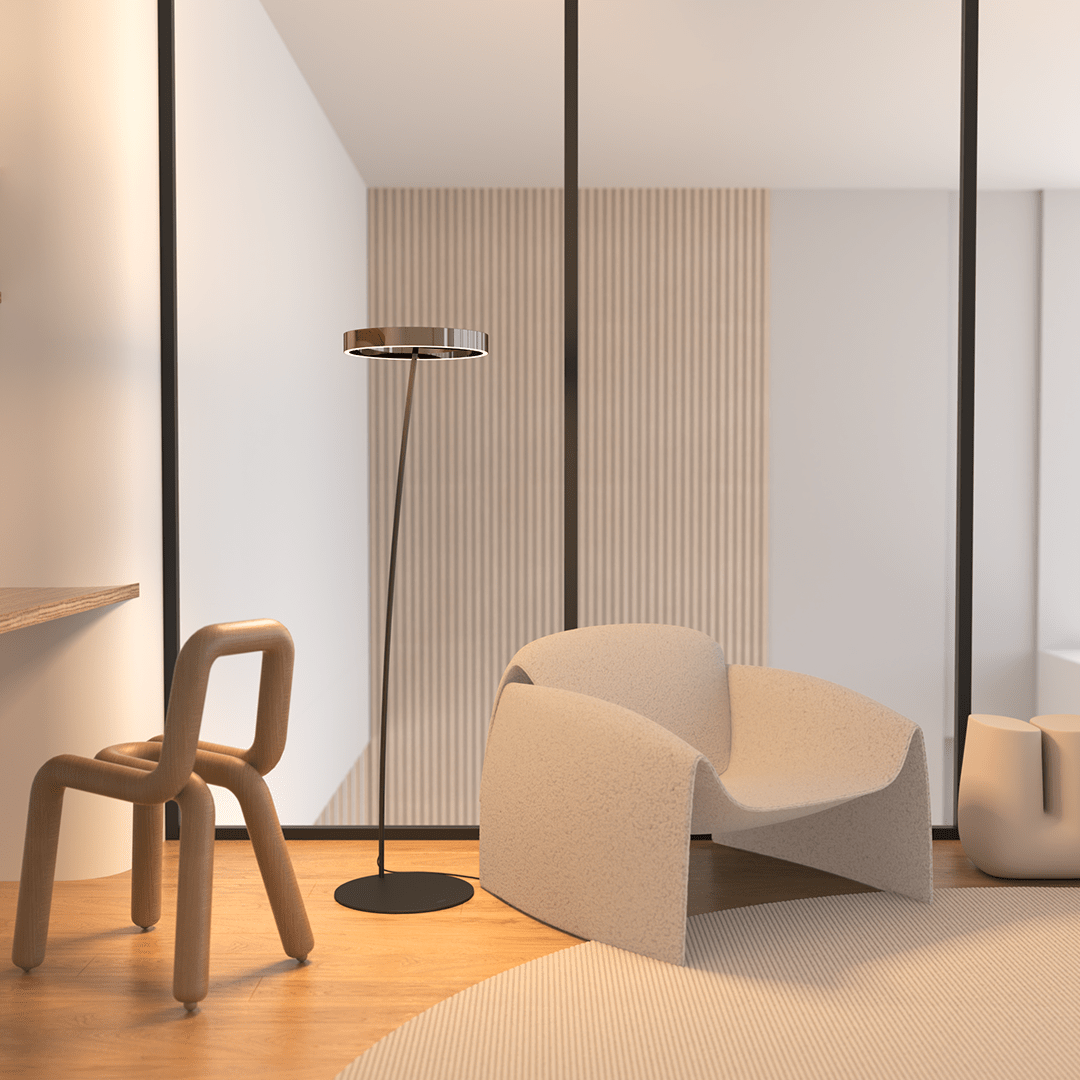 Helora | Modern LED Floor Lamp with Adjustable Ring Shade